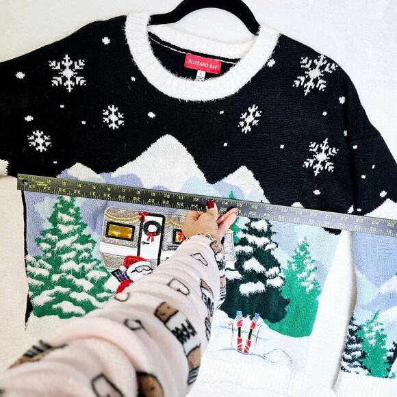 Ugly XMas Sweater SzL Camper Outdoor Santa‎ mountain n Trees n Camping theme. - Picture 5 of 14